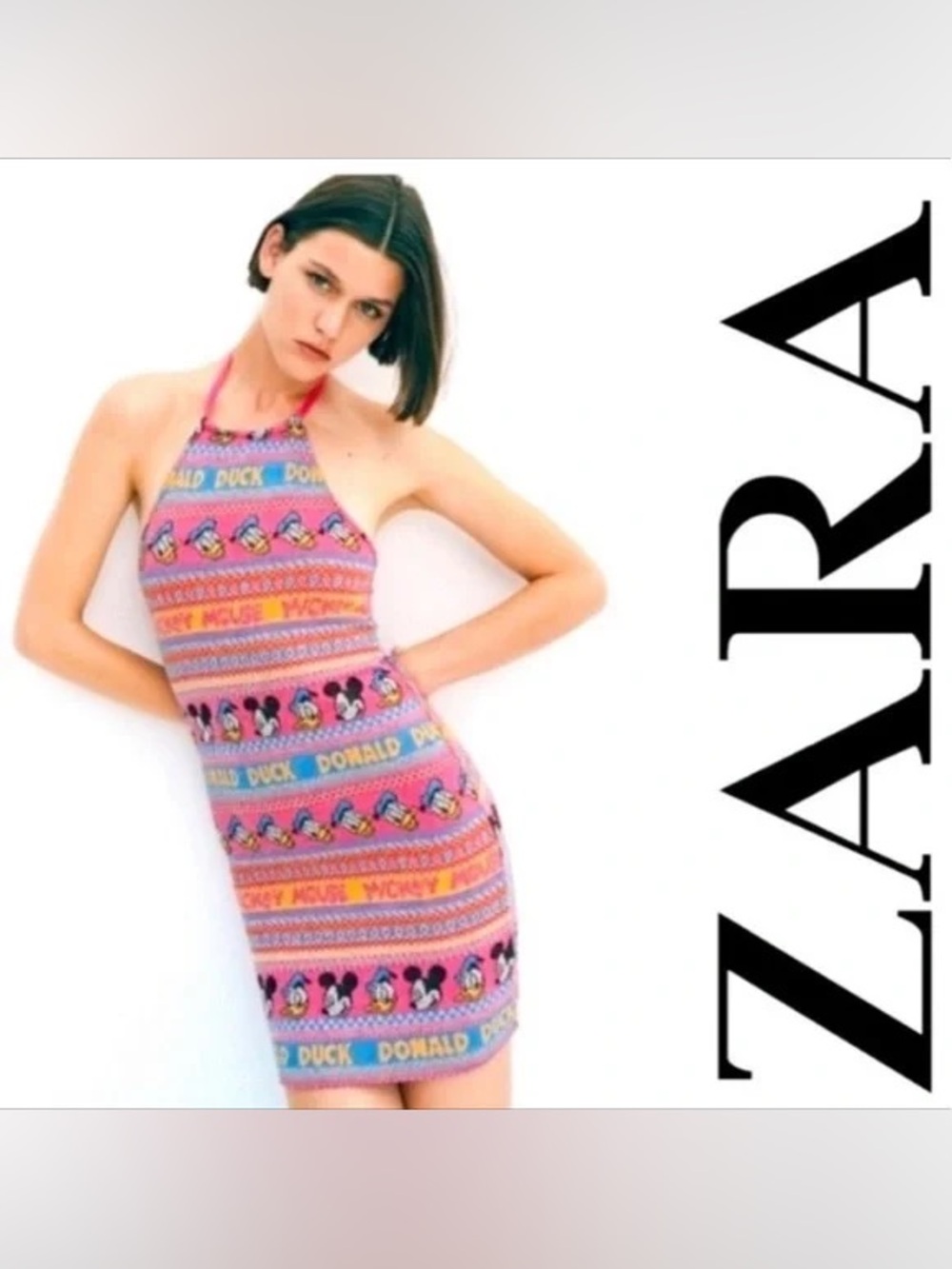 Disney Zara Pink Multi-Color Halter Mini Dress